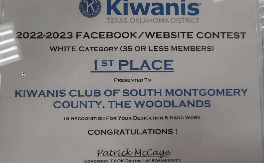 Woodlands Kiwanis Website Award